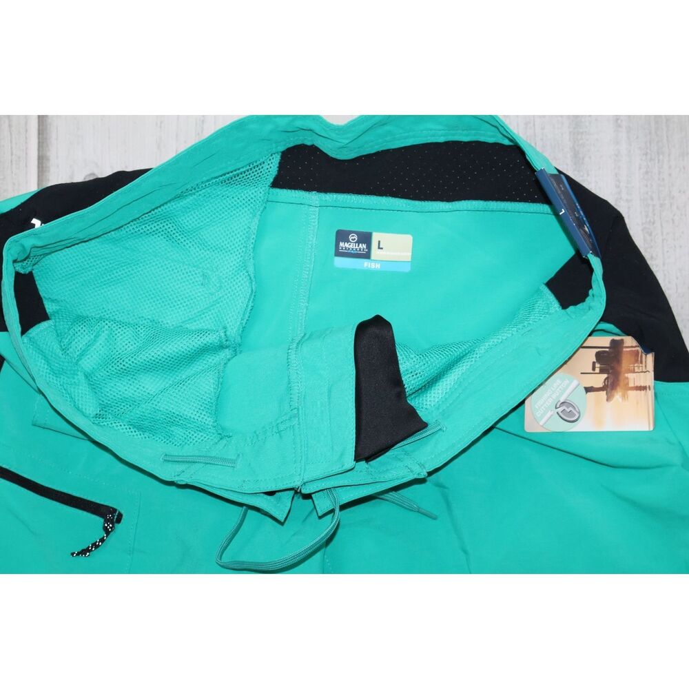 NEW Magellan Outdoors Pro Angler Men’s L Cargo Hybrid Board Shorts Vented Green - Picture 4 of 7